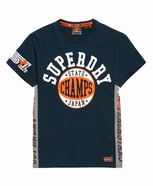 Superdry Podium Mid Weight Férfi Pólók Sötétkék | JENAP4769